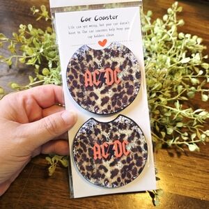 AC/DC Leopard Print Car Coasters